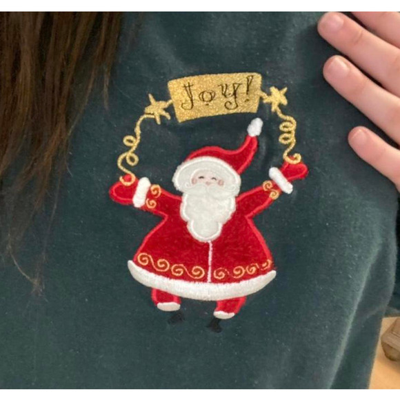 Top Stitch “Joy” Green Red Collared Crewneck VINTAGE “Ugly” Christmas Sweater - Picture 3 of 4